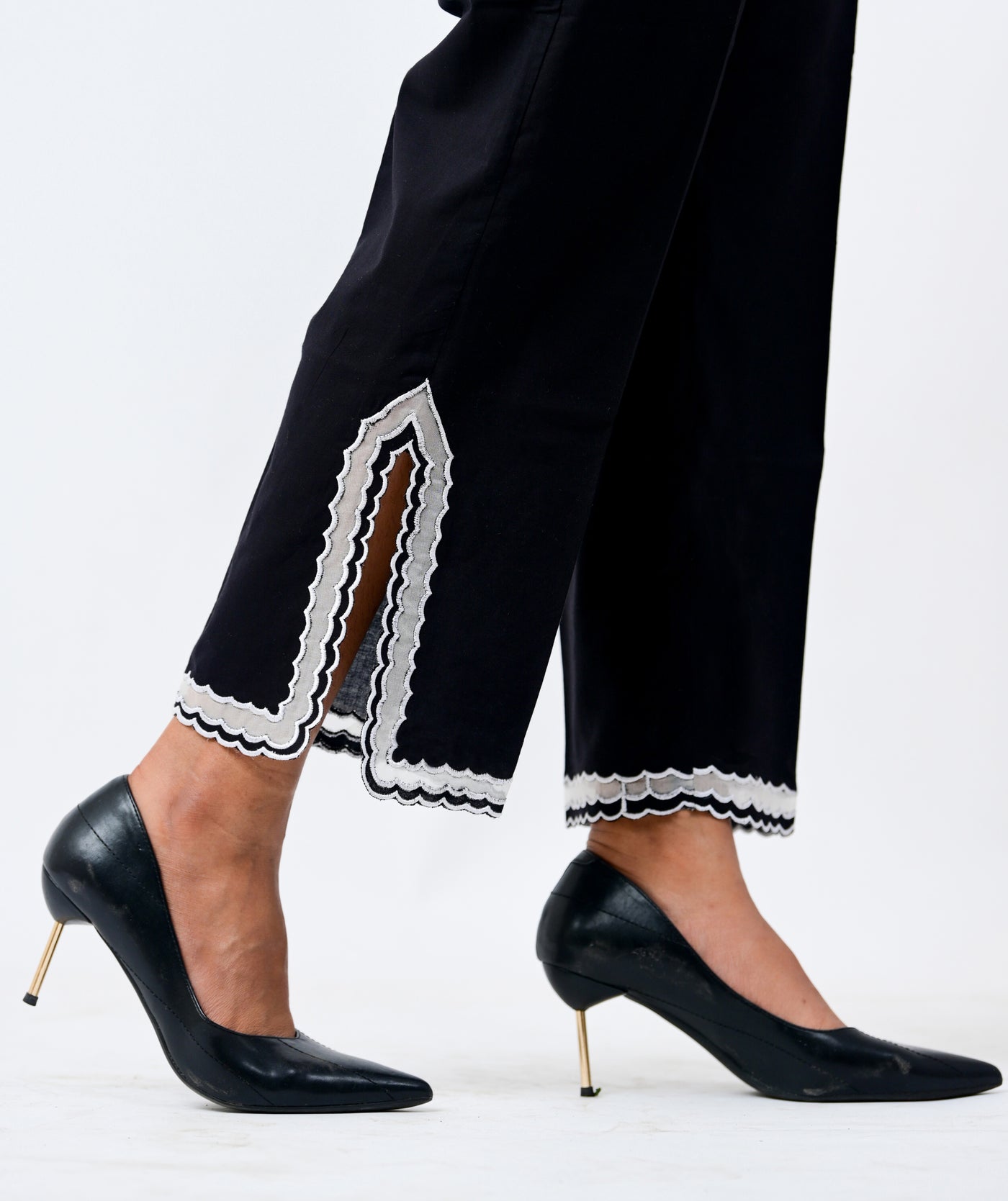 Black Organza panelled pants-shopsneh