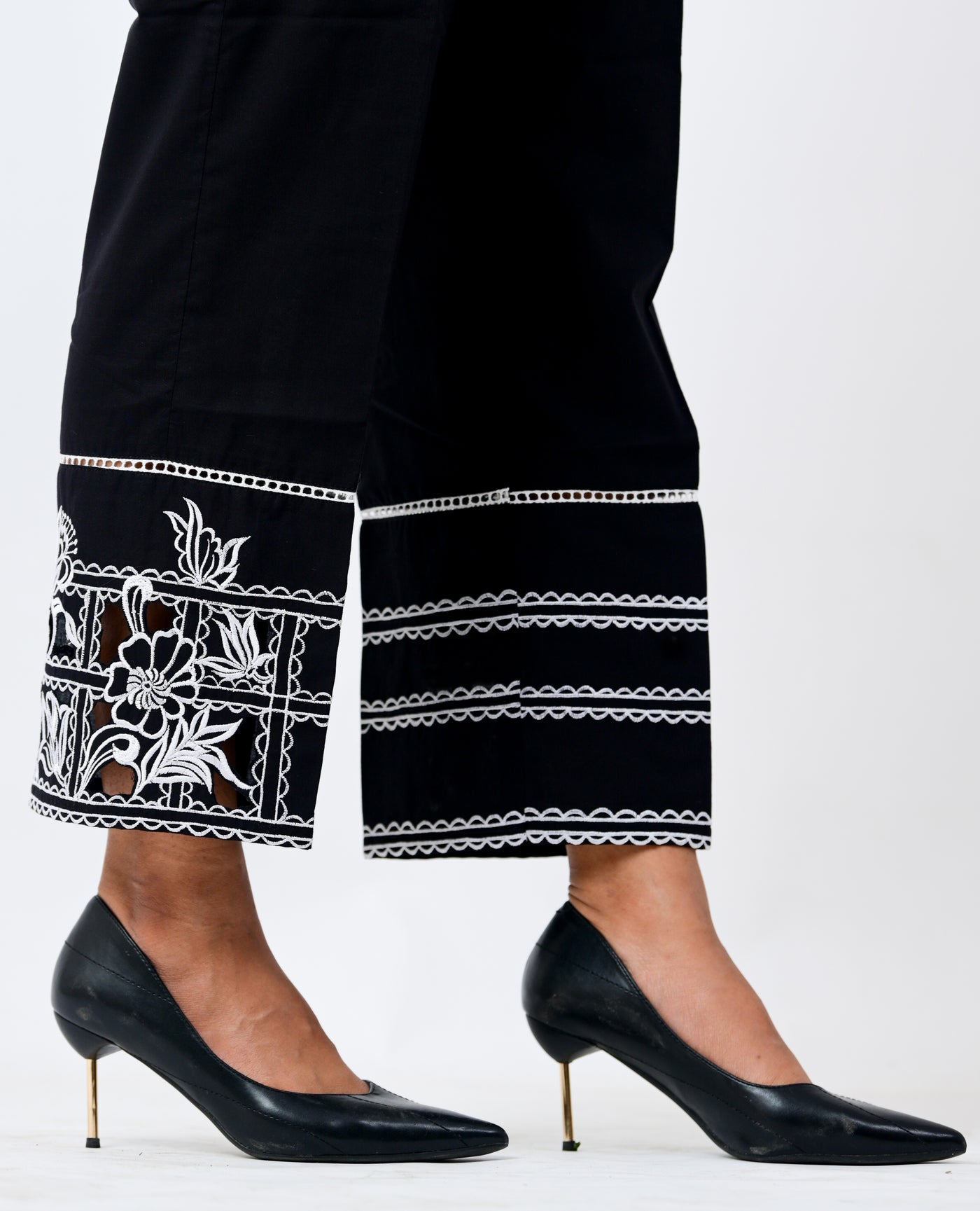 Checkered Embroidered pants