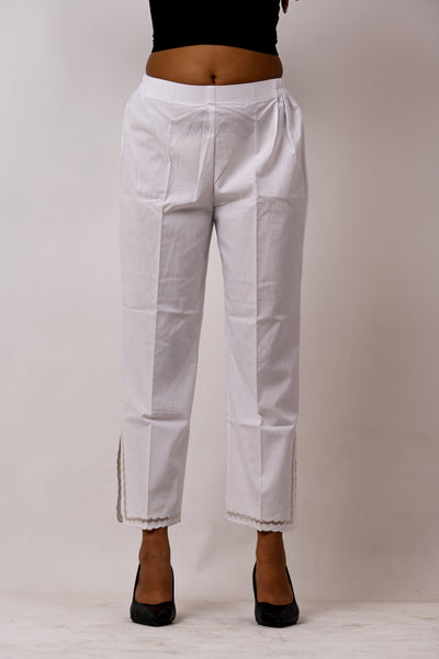 White organza paneled pants
