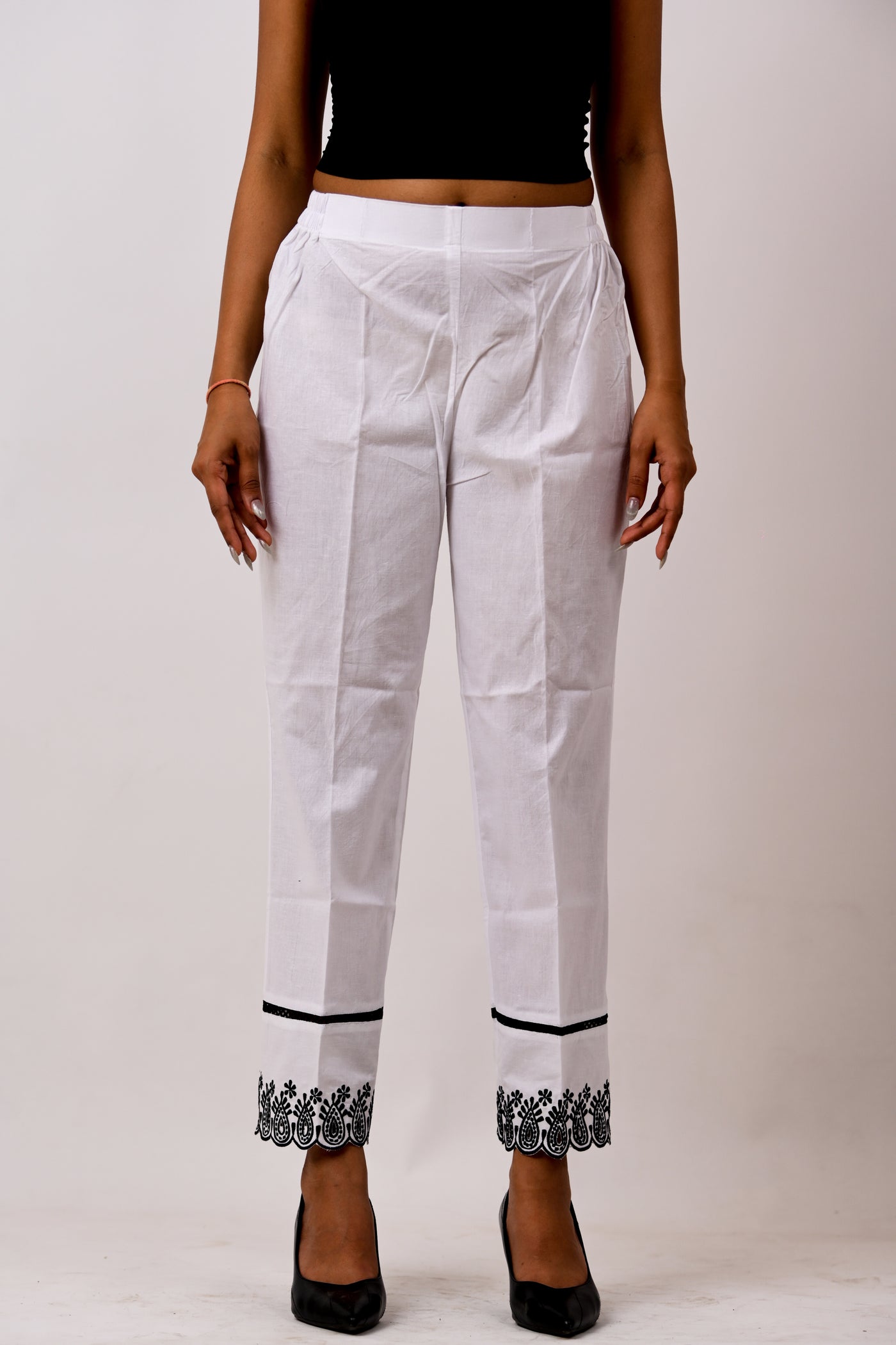 Paisley Cotton Pants - White