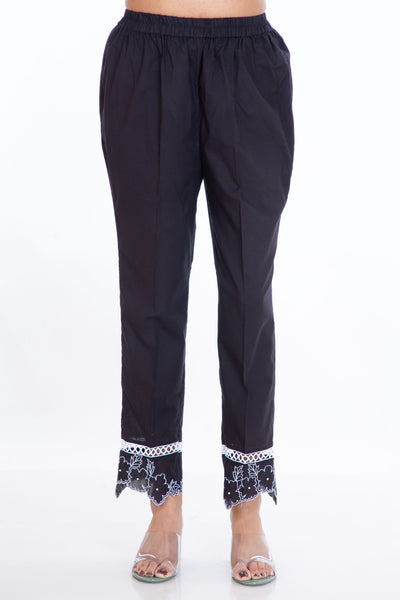 Black Floral Embroidered Pants (6745298042940)