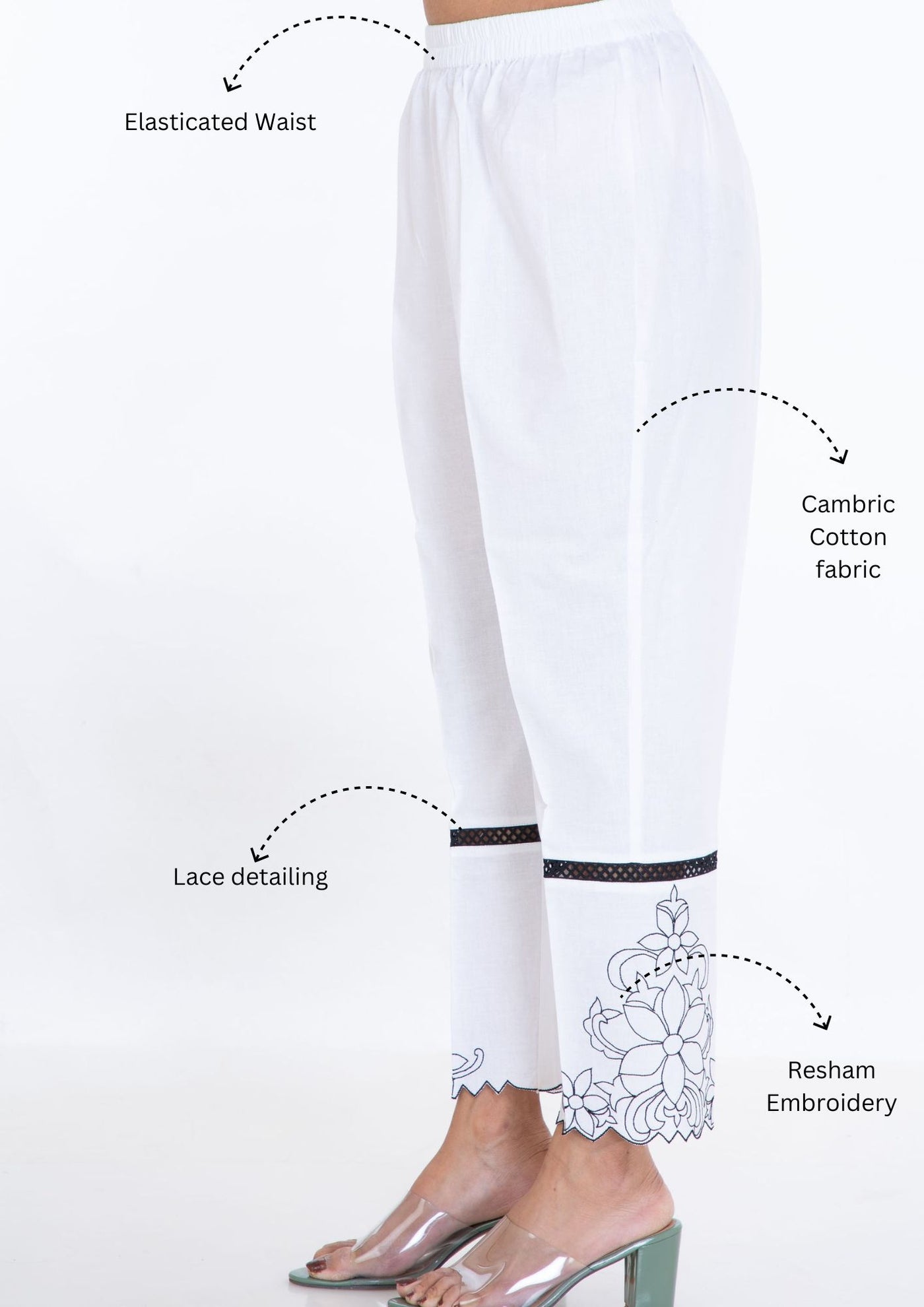 White Embroidered Pants-shopsneh