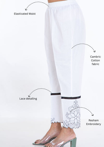 White Embroidered Pants (6745297780796)